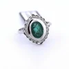 BAGUE EN OR BLANC 18 KT - ÉMERAUDE ET DIAMANTS - STYLE DÉCO