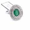 BAGUE en OR BLANC 18 KT - ÉMERAUDE et DIAMANTS ''ART DÉCO''