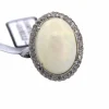 BAGUE EN OR BLANC 18 KT - OPALE NATURELLE ET DIAMANTS