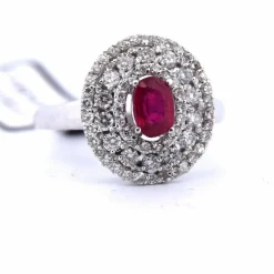 BAGUE EN OR BLANC 18 KT - RUBIS et DIAMANTS