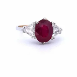 BAGUE EN OR BLANC 18 KT - RUBIS et DIAMANTS