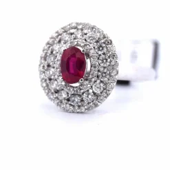 BAGUE EN OR BLANC 18 KT - RUBIS et DIAMANTS