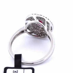 BAGUE EN OR BLANC 18 KT - RUBIS et DIAMANTS