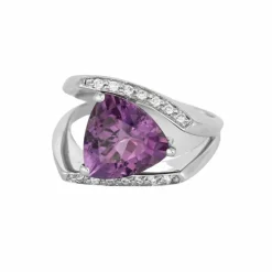 Bague en or blanc, améthyste et diamants