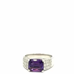 Bague en or blanc Améthyste 2, 12 Carats et Diamants 8, 51 Carats
