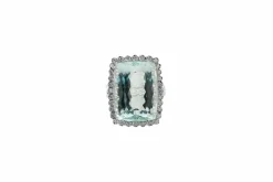 Bague en or blanc avec aigue-marine et diamants