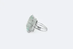 Bague en or blanc avec aigue-marine et diamants
