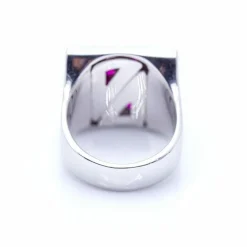 Bague en or blanc avec des diamants et des rubis