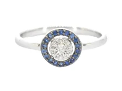 Bague en or blanc avec diamants et saphirs