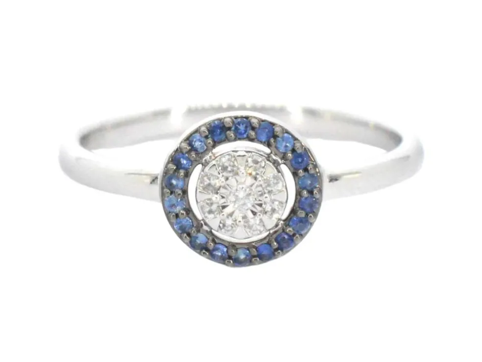 Bague en or blanc avec diamants et saphirs