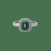 Bague en or blanc avec diamants et émeraude