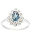 Bague en or blanc avec diamants et topaze