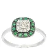 Bague en or blanc avec diamants et émeraude