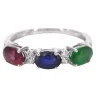 Bague en or blanc avec diamants, saphir, rubis et émeraude