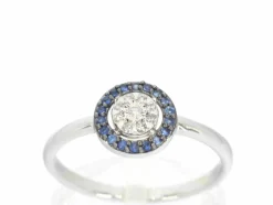 Bague en or blanc avec diamants et saphirs