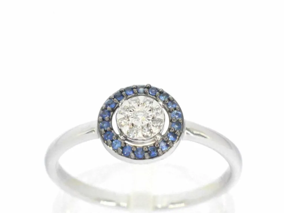 Bague en or blanc avec diamants et saphirs