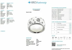 Bague en or blanc avec diamants, certifiée HRD