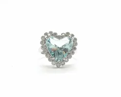 Bague en or blanc avec eau de mer et diamants