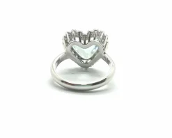 Bague en or blanc avec eau de mer et diamants