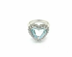 Bague en or blanc avec eau de mer et diamants