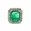 Bague en or blanc avec émeraude et diamants