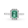 Bague en or blanc avec émeraude zambienne de 0,98 et diamants