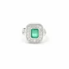 Bague en or blanc avec émeraude et diamants