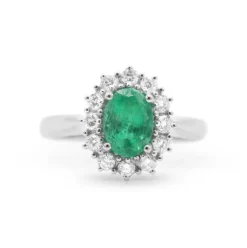 Bague en or blanc avec émeraude de Colombie
