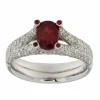 Bague en or blanc avec pavé de rubis et diamants de 1,59 ct