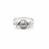 Bague en or blanc avec perle de Tahiti et diamants