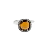 Bague en or blanc avec pierre jaune