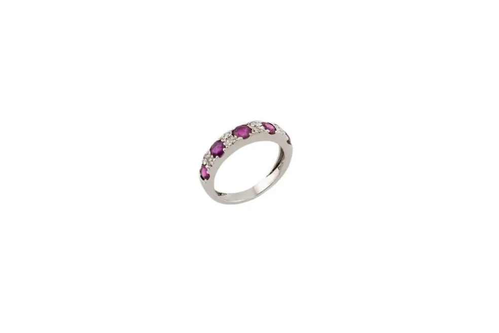Bague en or blanc avec rubis et diamants