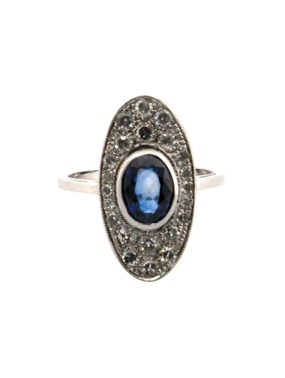 Bague en or blanc avec saphir et diamants