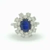 Bague en or blanc avec saphir 1,83 et diamants