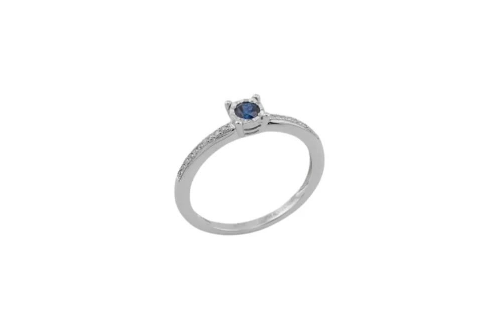 Bague en or blanc avec saphir et diamants