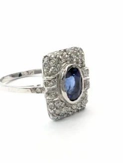 Bague en or blanc avec saphir et diamants