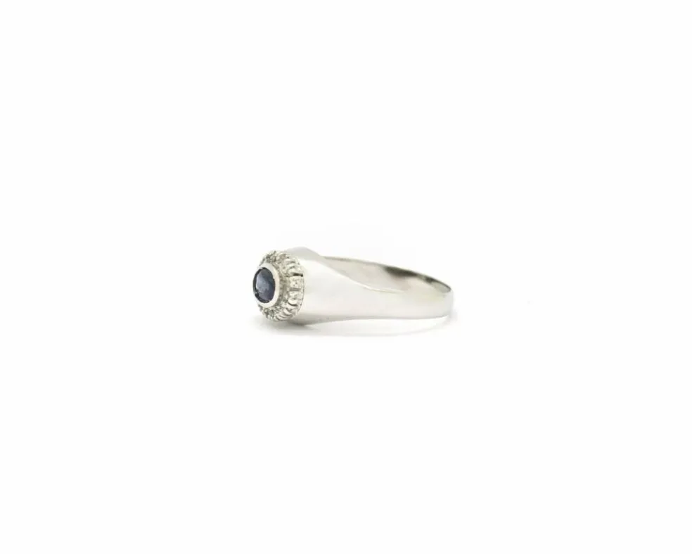 Bague en or blanc avec saphir et diamants