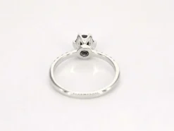 Bague en or blanc avec un diamant noir taille brillant et des diamants blancs
