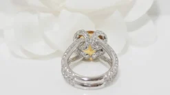 Bague en Or blanc, Citrine et Diamants