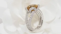 Bague en Or blanc, Citrine et Diamants