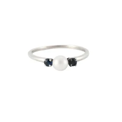 Bague en or blanc, diamants & perle
