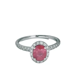 Bague en or blanc diamants et rubis