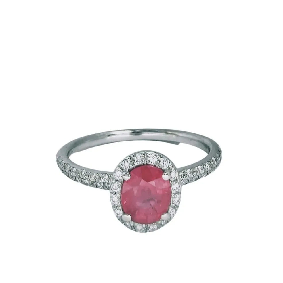 Bague en or blanc diamants et rubis