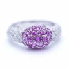 Bague en or blanc diamants et saphirs roses