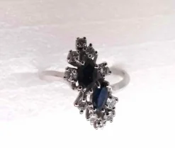 Bague en or blanc Diamants et Saphirs