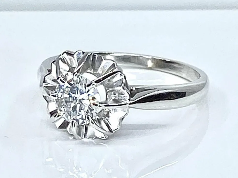 Bague en or blanc Diamant taille brillant