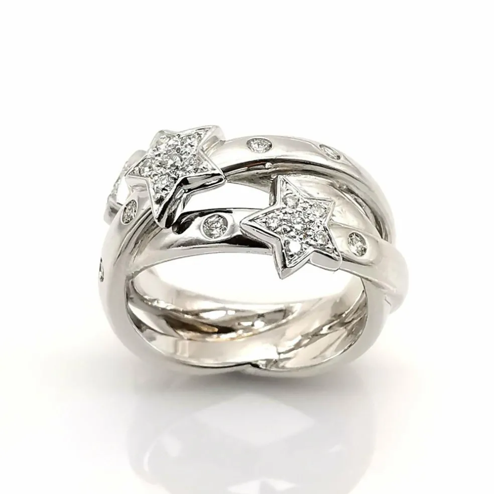 Bague en or blanc diamants