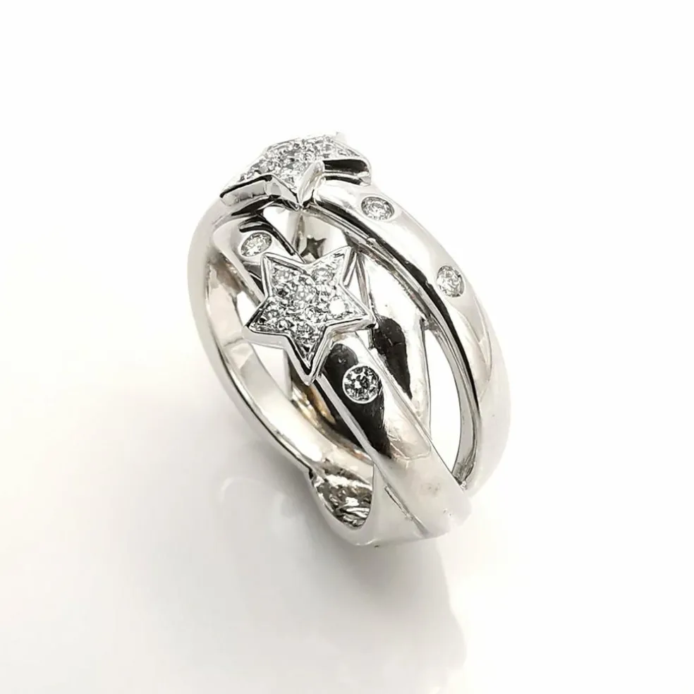 Bague en or blanc diamants
