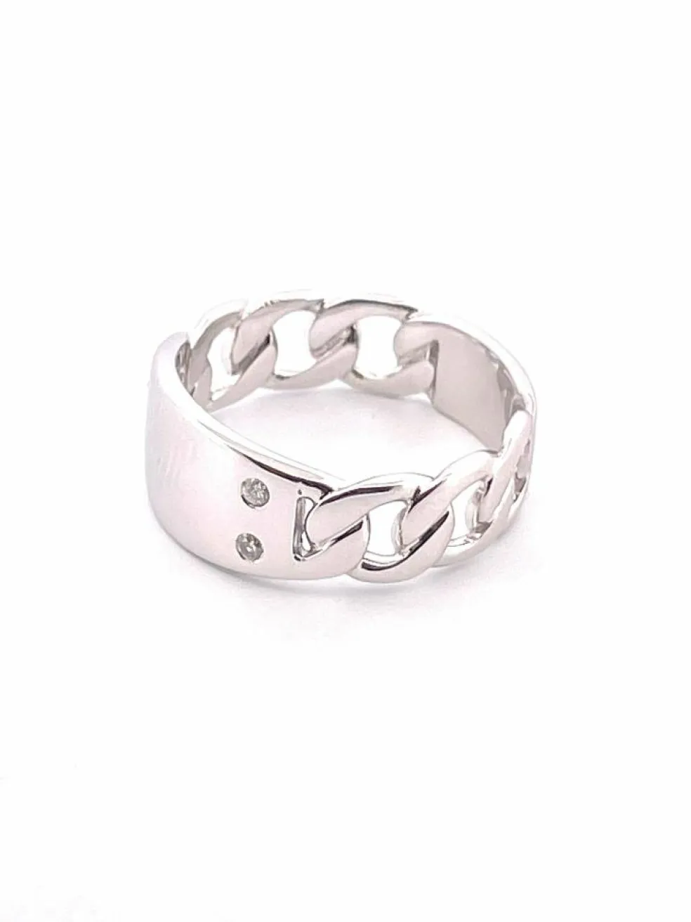 Bague en or blanc, diamants