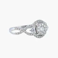 Bague en or blanc, entrelacée de diamants